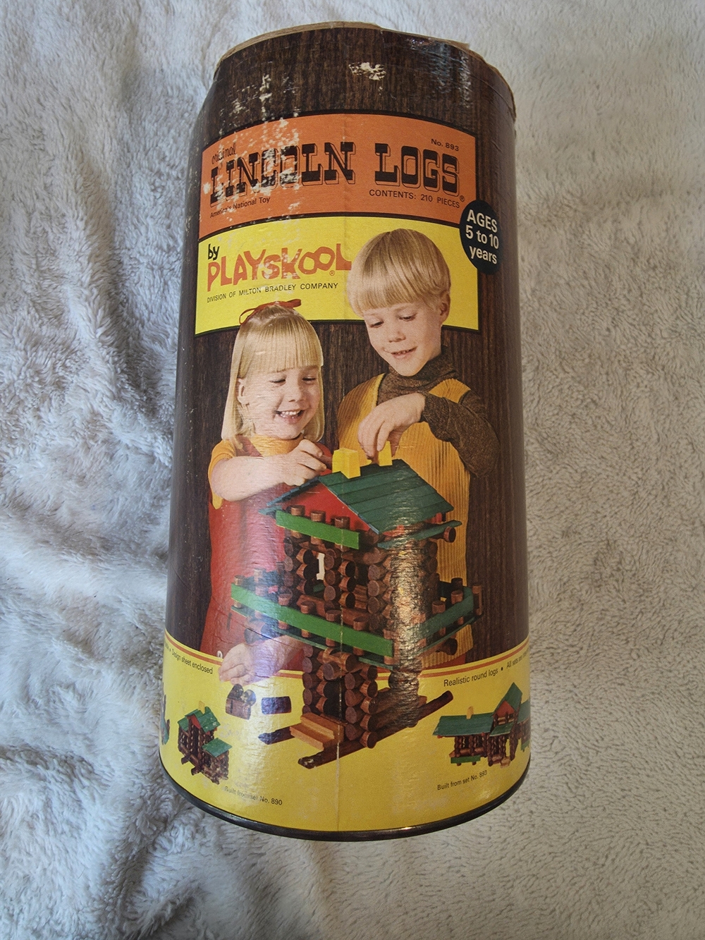 1969 Lincoln Logs Complete Classic Wooden Building Blocks Set Original Container